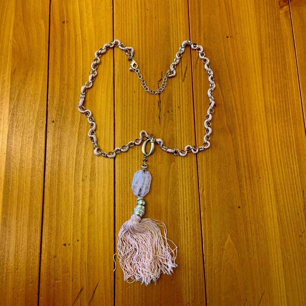 Chico’s necklace. Approximately 25” long and adjustable.